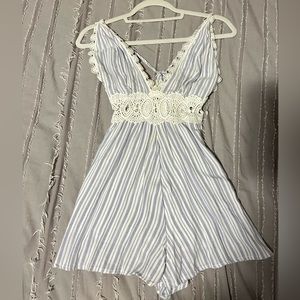 BLUE STRIPED ROMPER